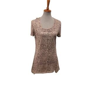 Lady Noiz Leopard Print Sequin Cross design TShirt MobWife  Slim Fit Large‎